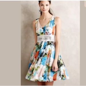 ThredUp Anthropologie Leifsdotter 100% Silk Floral Patchwork Petals Dress-